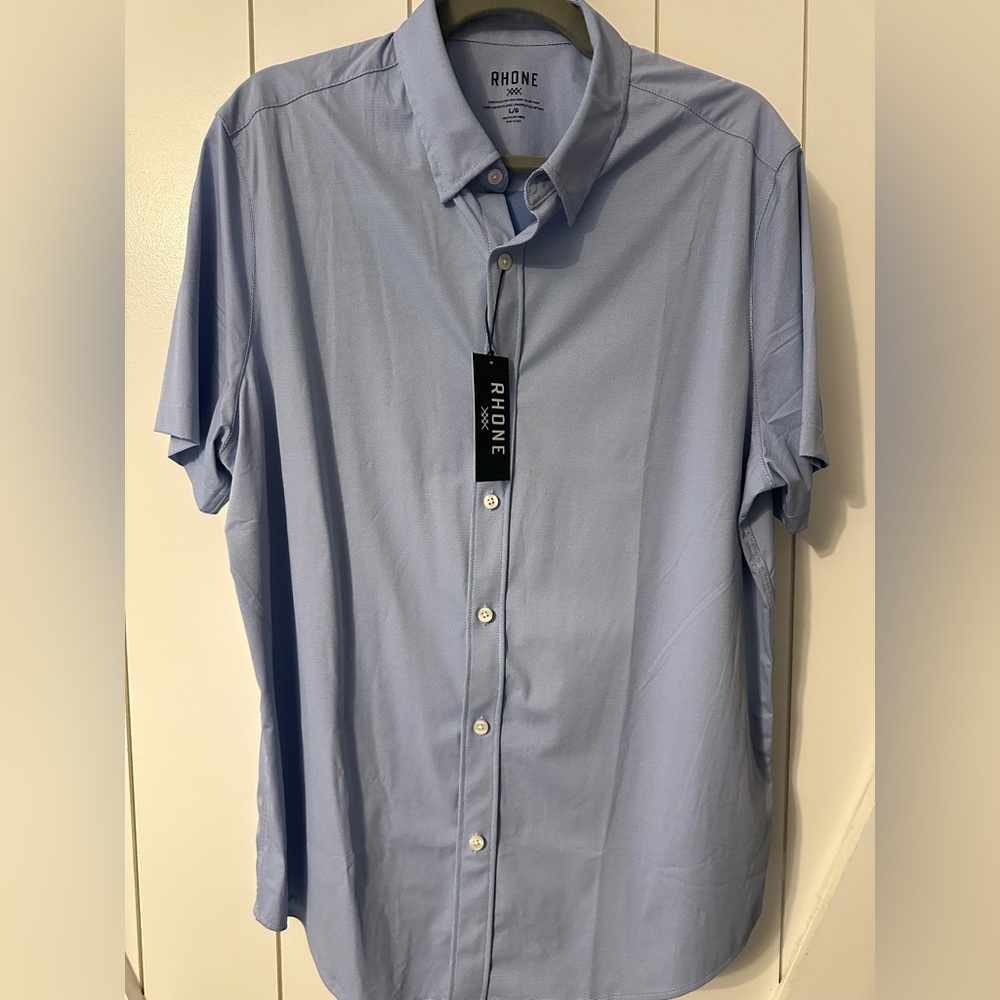 Rhône short sleeve button down (blue and white) Size Large